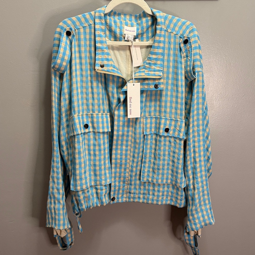 NWT Anthropologie Find Me Now Utility Jacket
Women's Size XL Blue Tan Gingham - Picture 4 of 6
